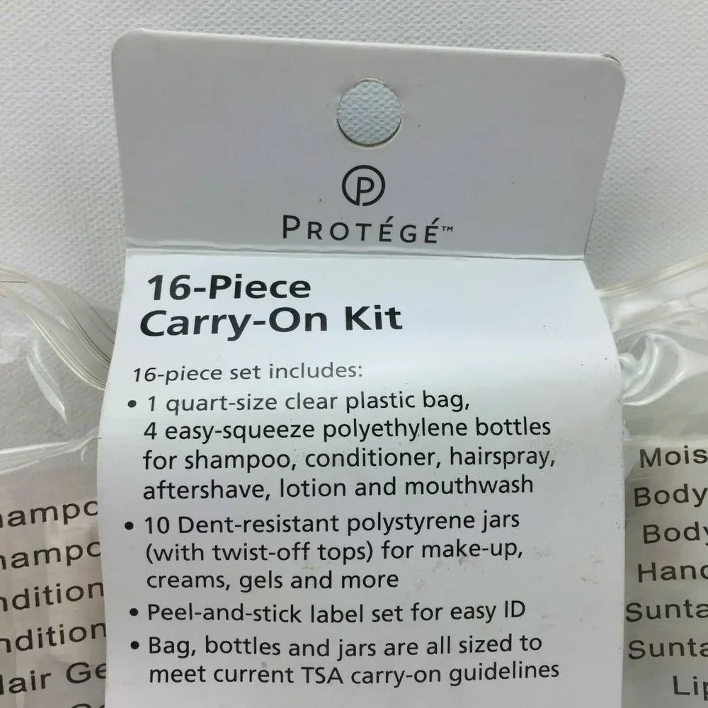 Protege 16 Piece Bottle and Jar Travel Carry-On Kit TSA Approved Size